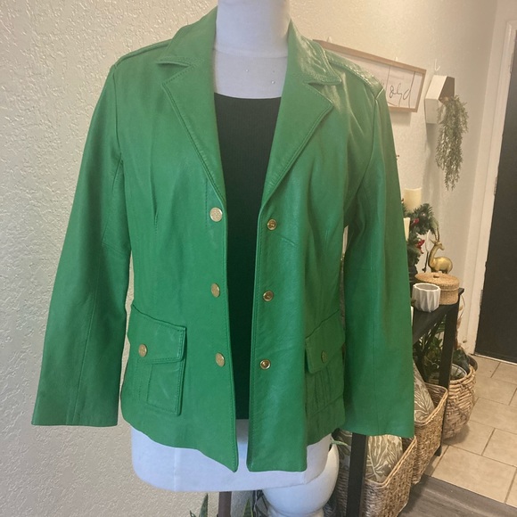 Tory Burch Jackets & Blazers - Tory Burch 100% Genuine Leather Jacket in Candied Apple Green